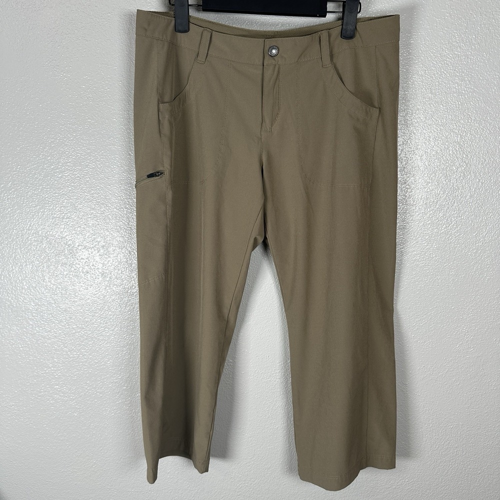 Patagonia Happy‎ Hike Cropped Capri Pants Khaki Tan Sz 10 Hiking Camping Outdoor